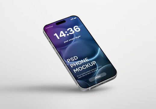 Isolated smartphone on white background mockup