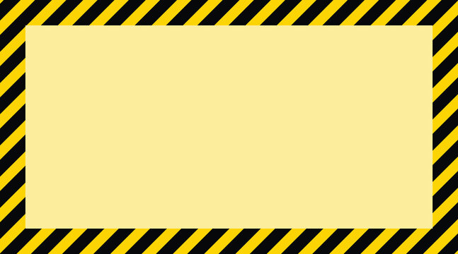 Yellow rectangle with black and yellow diagonal stripes border for warning or caution signs and symbols