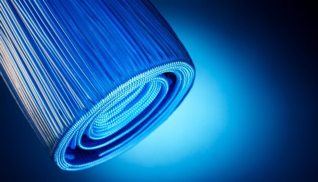a coil of an internet network cable for data transmission on a blue background