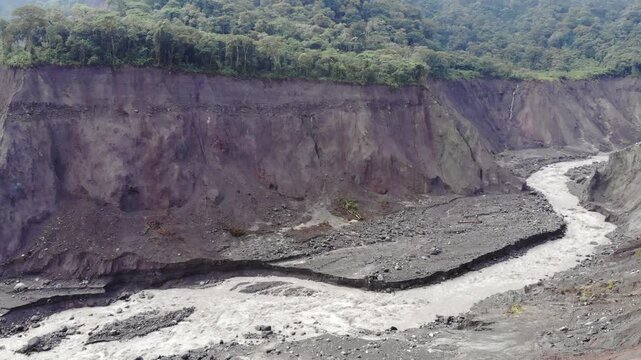 Catastrophic erosion in the Rio Coca Valley, Ecuador, January 2021. Following the collapse of San Rafael Waterfall, formerly Ecuador's largest waterfall, in February 2020