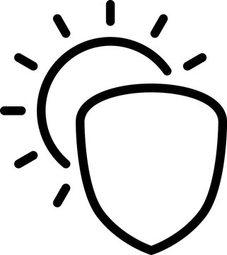 Sun protection shield vector icon representing safety and security from ultraviolet rays solar radiation harmful