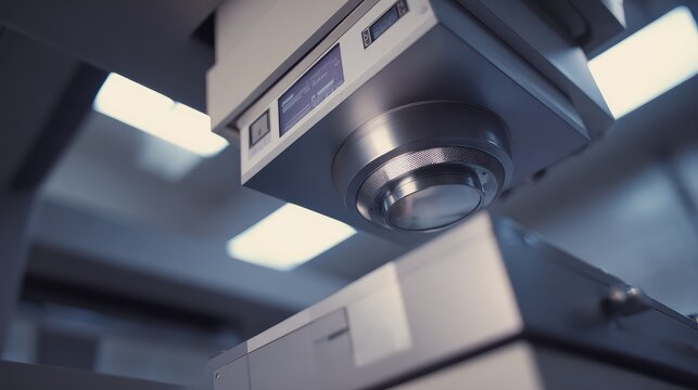 High precision linear accelerator delivering advanced radiation oncology treatment in a modern hospital radiotherapy suite for cancer care, research and clinical therapy systems