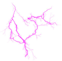 Naklejka premium Thunderbolt pink lightning collage with central energy core and radiating branches, clean modern effect on a transparent background.