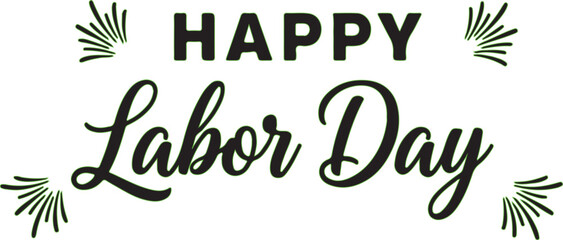 Happy labor day typography illustration with festive flourishes © MST