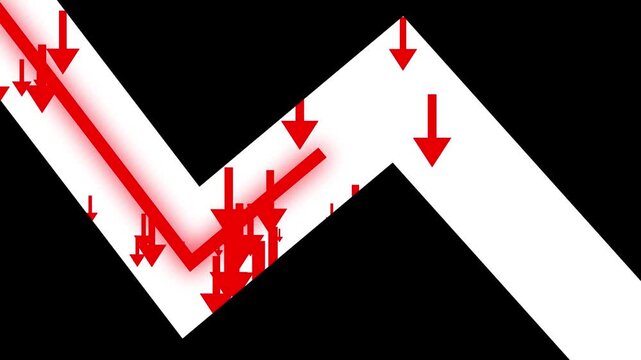 Red Arrow Path Downward Zigzag Motion Graphic with Glowing Effect
