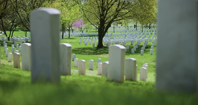 Low-angle Shot of Arlington Cemetery Grave Markers