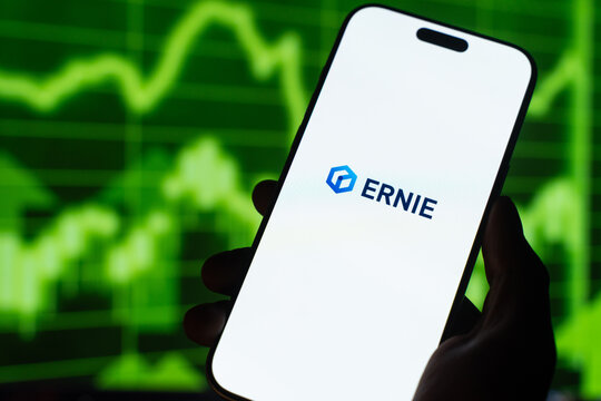 Ernie ai logo is displayed on the screen of a smartphone, in Bangalore, India, on May 11, 2026
