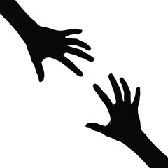 Obraz premium Reaching Hands Silhouette Concept of Connection or Help 