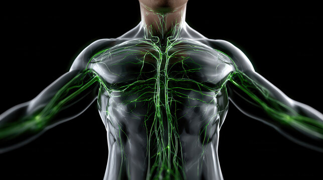 Lymphatic system human body torso anatomy medical green glowing network healthcare immunity Lymphatic system human body torso anatomy medical green glowing network healthcare immunity