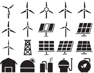 Wind Power and Solar Energy Icons for Modern Farms © Rashad Mahmud
