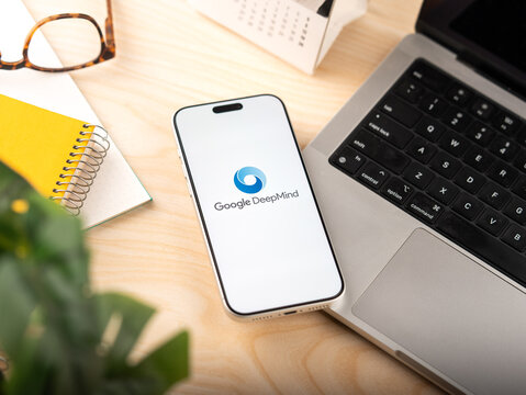 Google deepmind ai logo is displayed on the screen of a smartphone, in Bangalore, India, on May 11, 2026