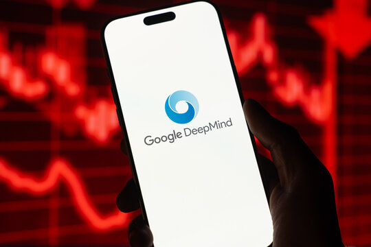 Google deepmind ai logo is displayed on the screen of a smartphone, in Bangalore, India, on May 11, 2026