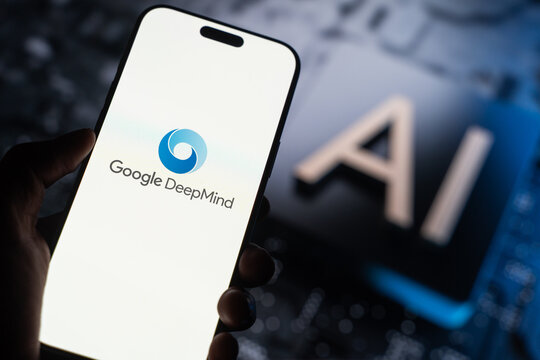 Google deepmind ai logo is displayed on the screen of a smartphone, in Bangalore, India, on May 11, 2026