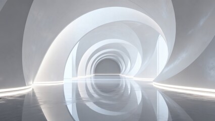 Fototapeta premium Abstract white curved architectural corridor