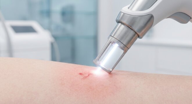 Laser treatment for vascular lesion removal on skin