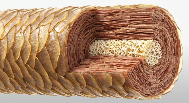 Human hair fiber internal structure cross-section