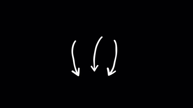 Hand drawn Three arrows pointing downwards transparent background