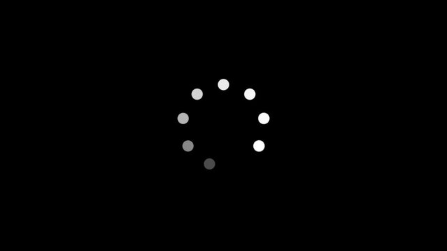 Animated spinning waiting icon on black  background. Loading circle animation. Animated of circle loading icon .Wheel loading concept icon