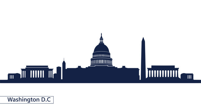 Washington DC city skyline silhouette.