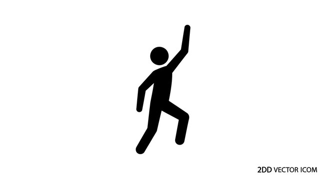 Stick figure climbing upwards, reaching high, success, motivation, isolated on white