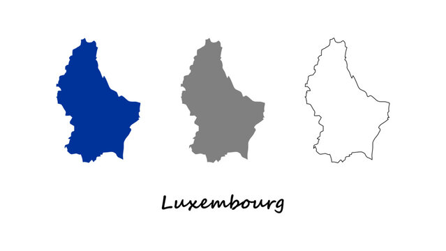 Luxembourg map set. Luxembourg map vector on blue, gray, and outline. Luxembourg map on white background