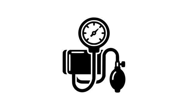Sphygmomanometer glyph icon vector with black blood pressure monitor symbol for medical design isolated on white