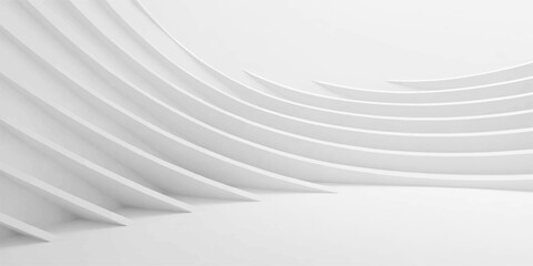Obraz premium White abstract background with 3d futuristic geometric circles and architectural spiral lines creates a light tech pattern tunnel illustration