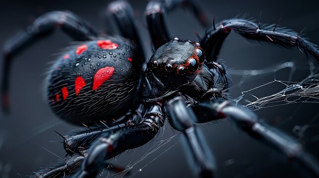 Black widow spider waiting for prey