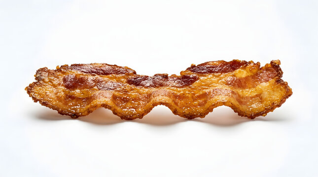 Delicious Crispy Bacon Slice on White Background