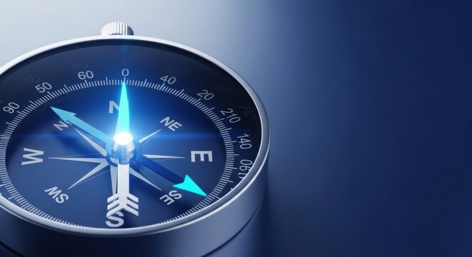 Navigational device showing direction with bright needle