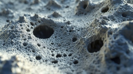 Fototapeta premium Lunar surface displaying a rugged, cratered terrain with varying sizes of impact craters, revealing the desolate and rocky texture of a celestial body