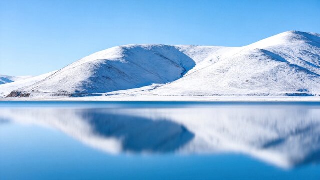 Snowy mountains and calm lake