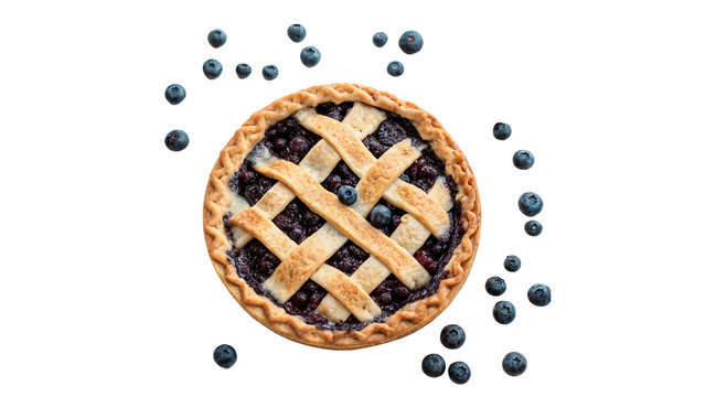 Delicious freshly baked apple pie with a lattice crust for traditional dessert and bakery menu concepts isolated on transparent background cut out