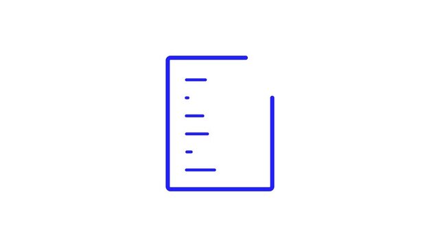 Document outline animation with emerging text lines shown on white background for design.
