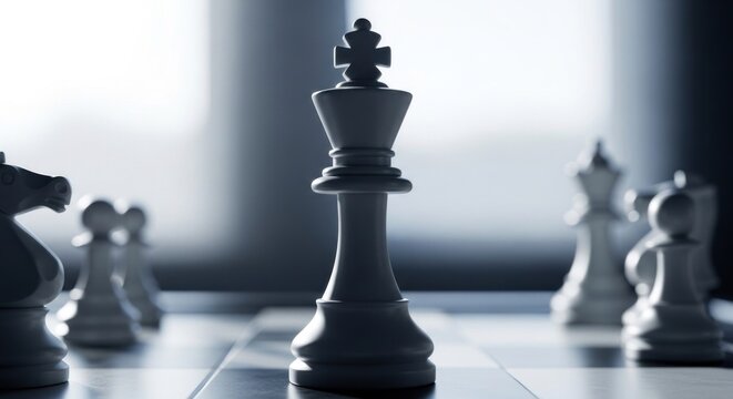 Strategy game pieces focus on king