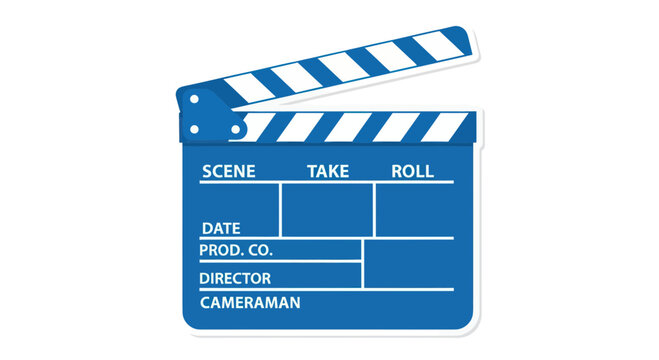 Blue Movie Clapperboard with Diagonal Stripes