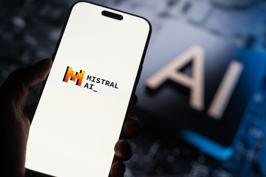 Mistral AI logo is displayed on the screen of a smartphone, in Bangalore, India, on May 11, 2026
