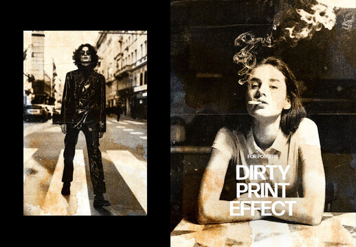 Dirty Print Photo Effect &ndash; Halftone for Poster & Social Media (PSD)