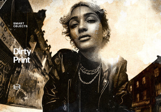 Dirty Print Photo Effect &ndash; Halftone for Album Cover & Social Media (PSD)
