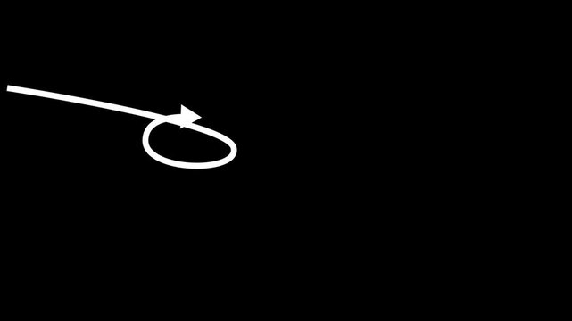 Animation arrows line pointer Down, Arrow Drawing Dotted Line Sketch Pointer Motion Graphic 4k video animation on black,