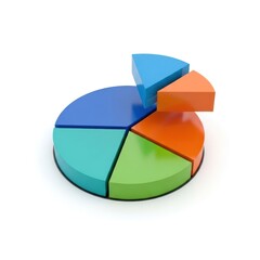 Obraz premium Colorful 3D pie chart with slices separated