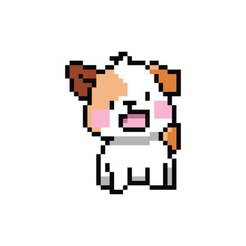 Cute illustration pixel art character dog graphic