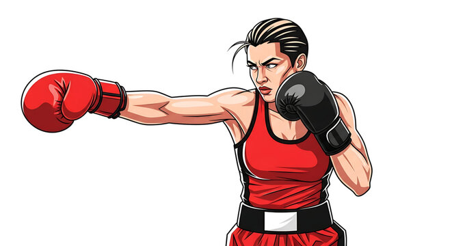 Female boxer throwing a punch