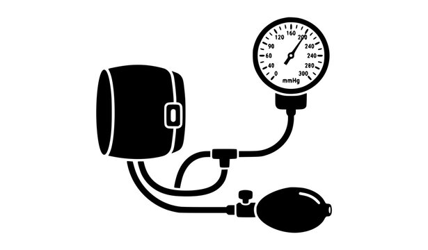 Tensiometer icon vector with manual blood pressure monitor equipment medical symbol isolated on white background