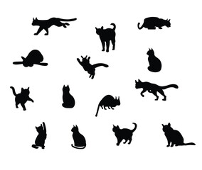 Fototapeta premium Cat silhouettes set. 