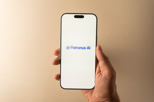 Patronus AI logo is displayed on the screen of a smartphone, in Bangalore, India, on May 11, 2026
