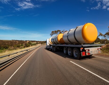 oversized load on truck carrying water tanks along australian highway