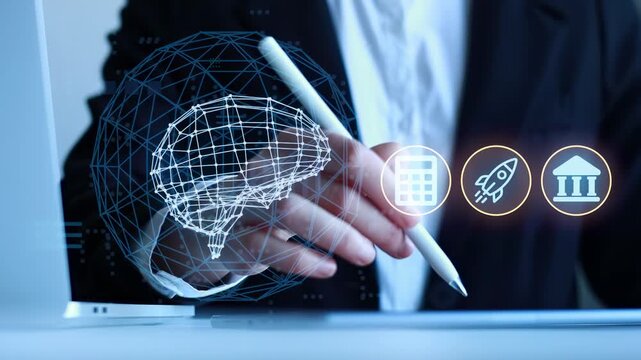 Business professional using digital tools for data analysis and planning with graphics on a tablet at office.