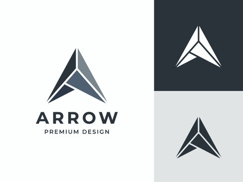 A sleek and modern arrow logo design representing direction and progress, suitable for companies focused on innovation, guidance, or technology.