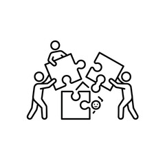 Fototapeta premium People Working Together on Jigsaw Puzzle.